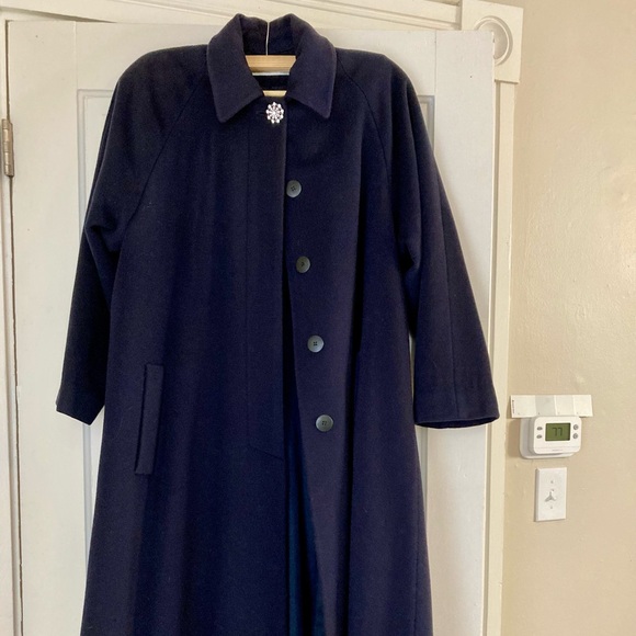 Rare Christian Dior Vintage Blue Wool Full Length Swing Coat | 12 - Picture 1 of 8
